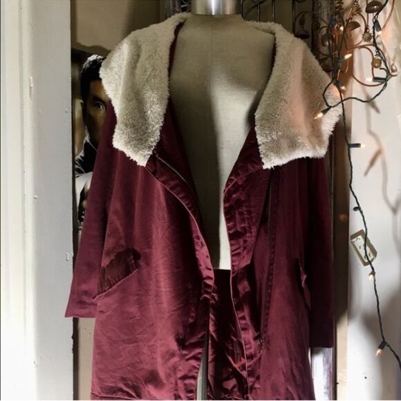 PacSun LA Hearts Coat Red Shawl Collar Size M Tech Preppy Western 🎉 Host Pick 🎉 - Picture 8 of 16